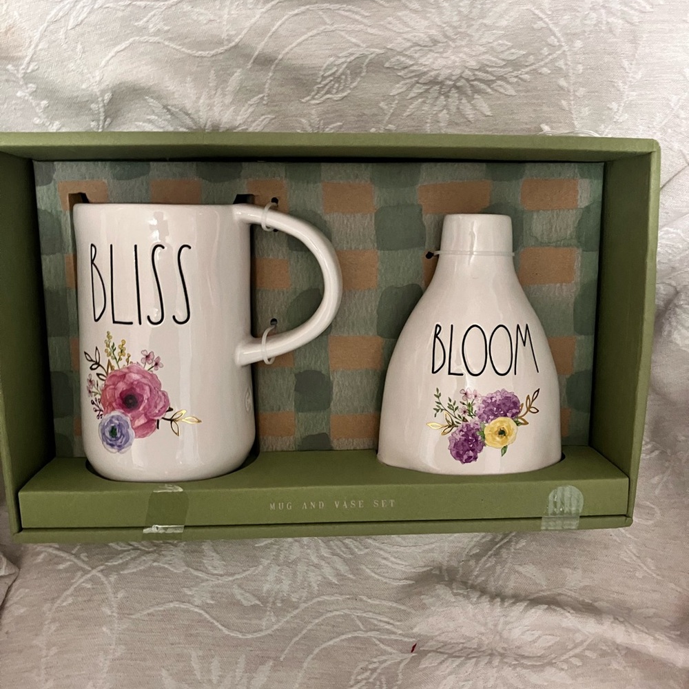 Rae Dunn White and Purple Bliss Bloom Collectible Mugs